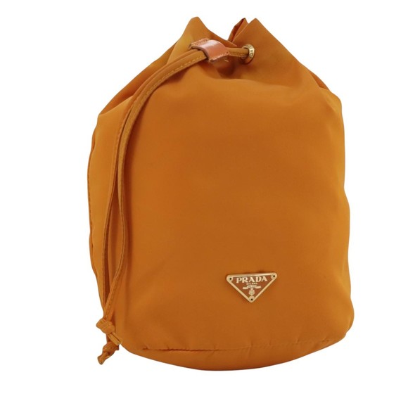 PRADA Purse Pouch Nylon Orange Gold Auth ki5232 - Picture 1 of 16